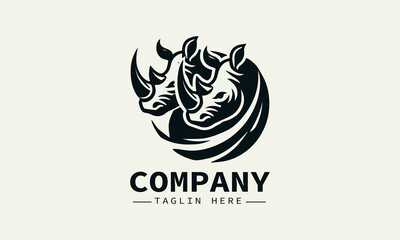 Rhino Vector Logo Design, Powerful Rhino Logo, Wildlife Logo with Rhino, Endangered Rhino Logo, Bold Rhino Logo
