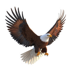 Obraz premium 3D Eagle with American Flag Isolated on White Background