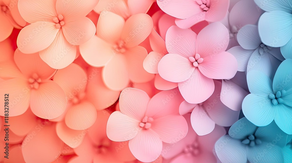 Poster Scenery abstract background idea. A beautiful display of soft pink and blue floral petals creating a serene atmosphere.