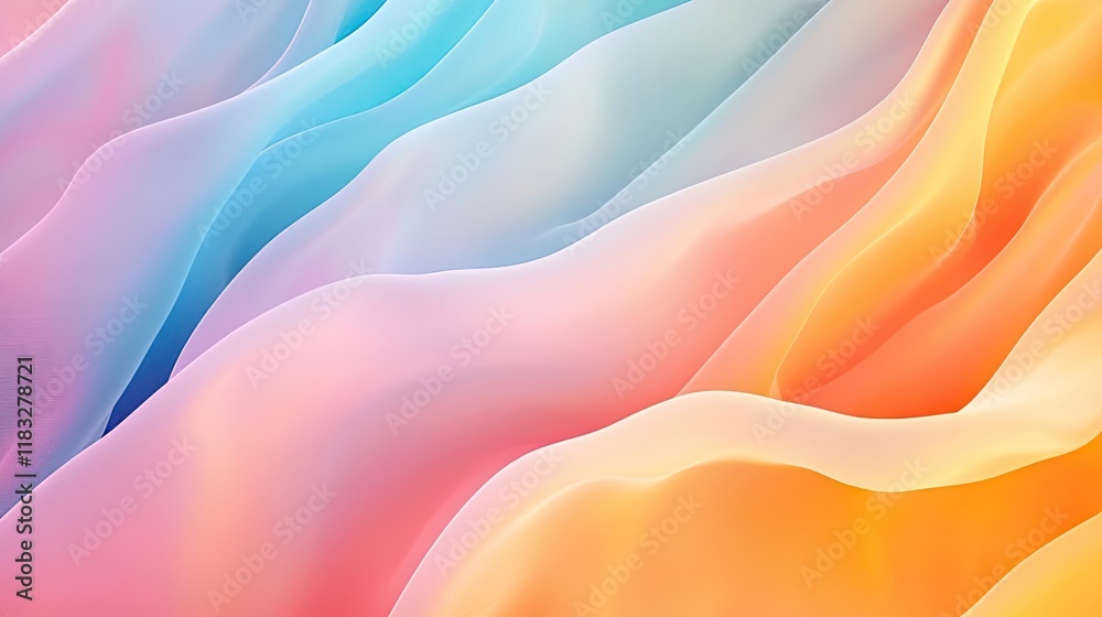 Poster Scenery abstract background idea. Abstract wave forms in soft pastel colors creating a calming and serene visual effect.