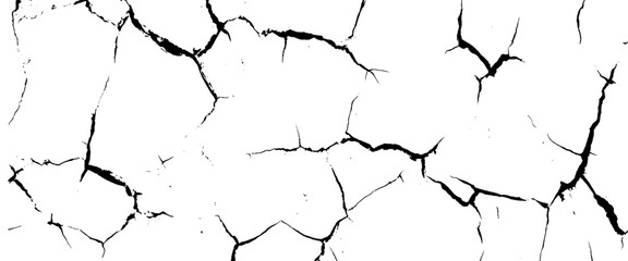 Vector surface cracks and fissures in ground. and surface and scratches Transparent background.