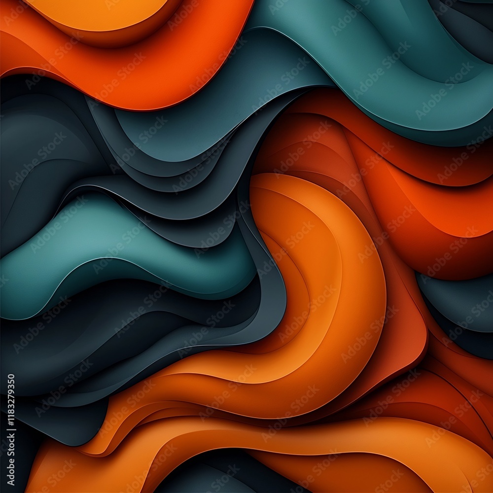 Poster captivating geometric abstract composition with smooth marble like texture and flowing organic patte