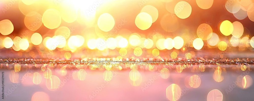 Aufkleber Gold abstract background concept. Abstract light bokeh effect creating a warm, dreamy atmosphere with a soft glow.