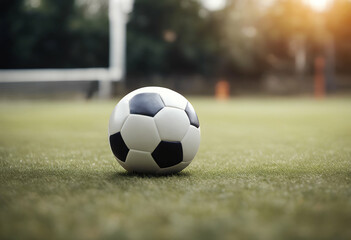 Obraz premium background space field blurred ball copy player kicking dynamic sport energy football foot green grass gaming game athletic
