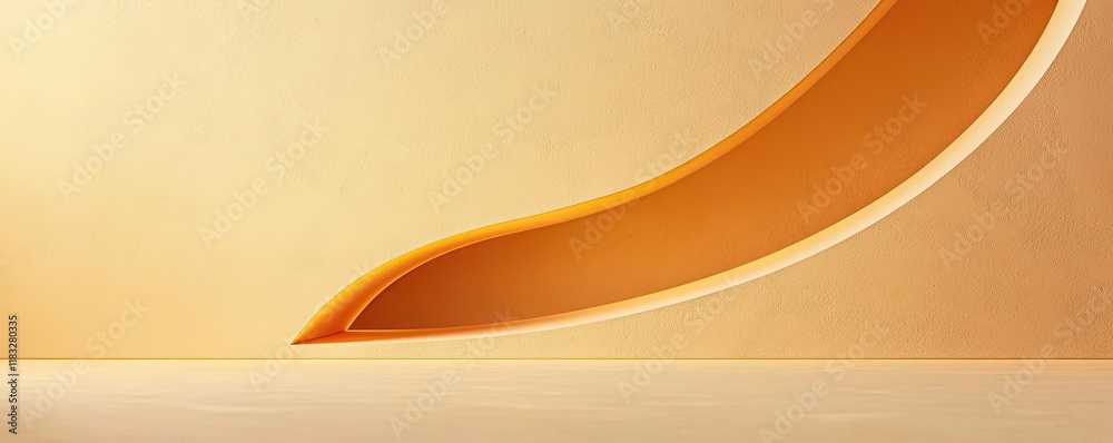 Poster Gold abstract background concept. Abstract curve design with a smooth orange gradient on a soft background.
