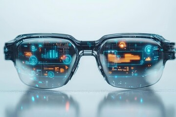 Smart Glasses with AR UI, Semi-Transparent Lenses