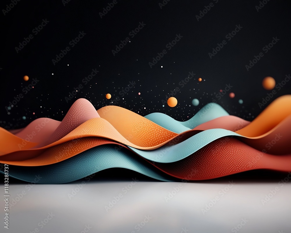 Poster mesmerizing abstract scene featuring a dark background and a captivating wave like design composed o