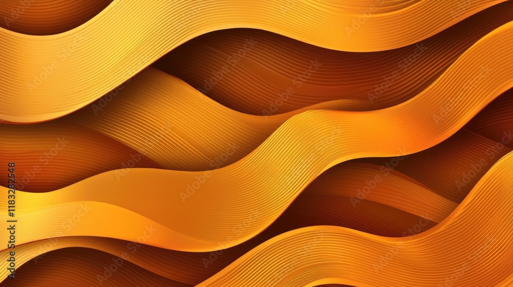 Poster Gold abstract background concept. Vibrant orange wave patterns creating a dynamic and modern design element.