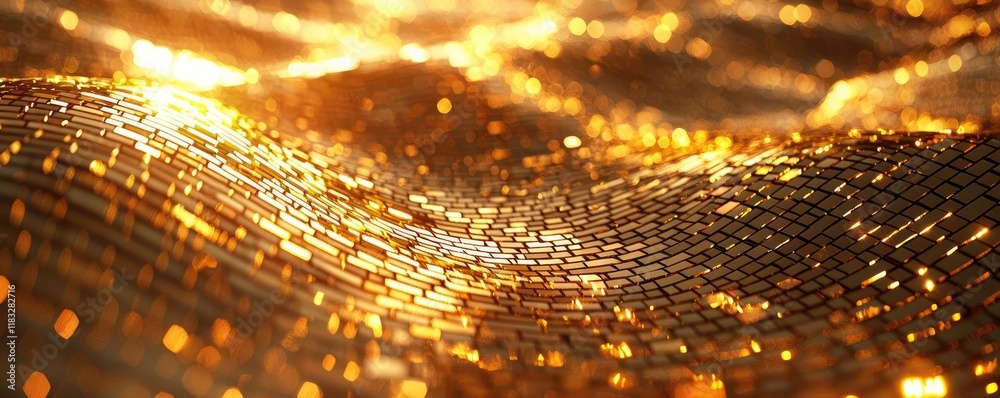 Poster Gold abstract background concept. Glittering golden waves create a mesmerizing and luxurious texture for design projects.