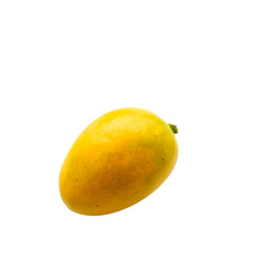 ripe yellow mango isolated on white background, a tropical fruit perfect for fresh eating, desserts or smoothies	