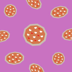 Seamless background with hearts in cookie. Beautiful heart background for valentine festival. Backdrop wallpaper concept. Geometry shape abstract tie-dye wallpaper.