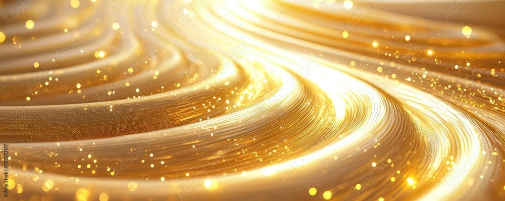 Poster gold abstract background concept. radiant golden waves with sparkling light, evoking elegance and mo