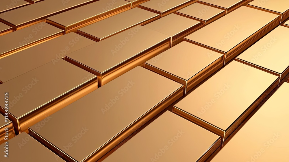 Poster gold abstract background concept. close-up view of shiny gold bars stacked in a warehouse setting.