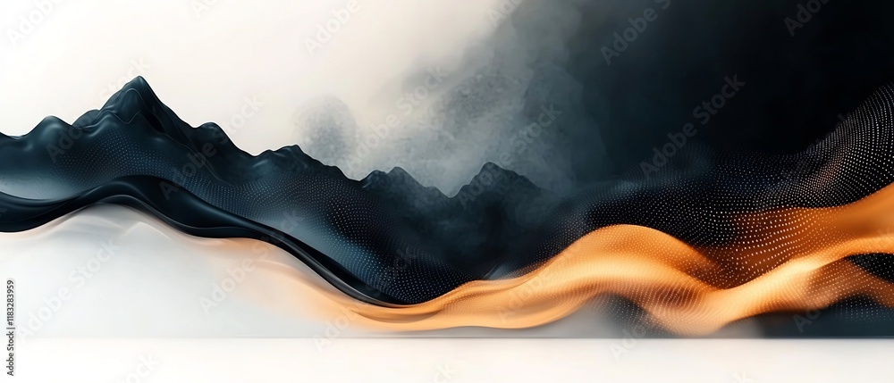 Poster mesmerizing atmospheric abstract scene with a dark background and a captivating wave like pattern cr