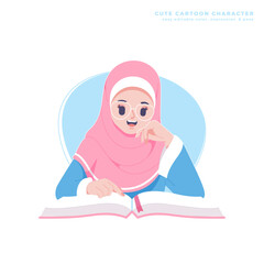 muslim girl cute cartoon character