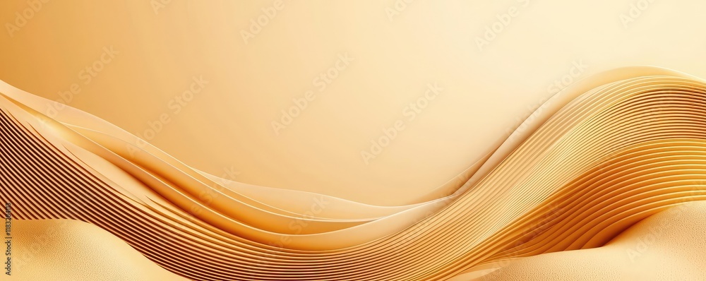Poster Gold abstract background concept. A smooth gradient background with flowing curves in warm golden shades.