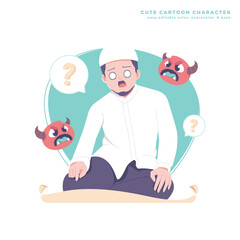 forget during prayer cute cartoon illustration