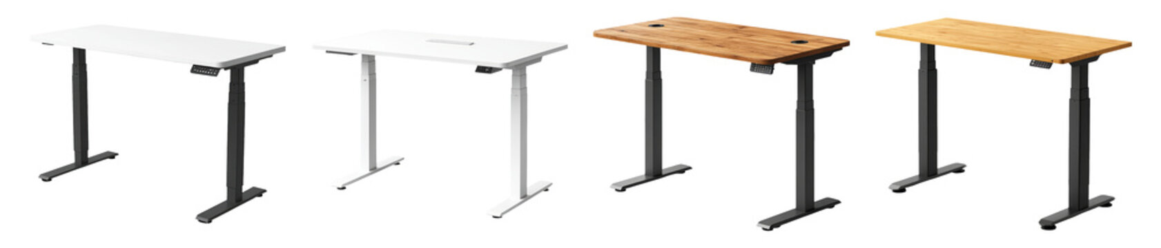 Different Styles of Modern Desks Isolated on Transparent Backgrounds