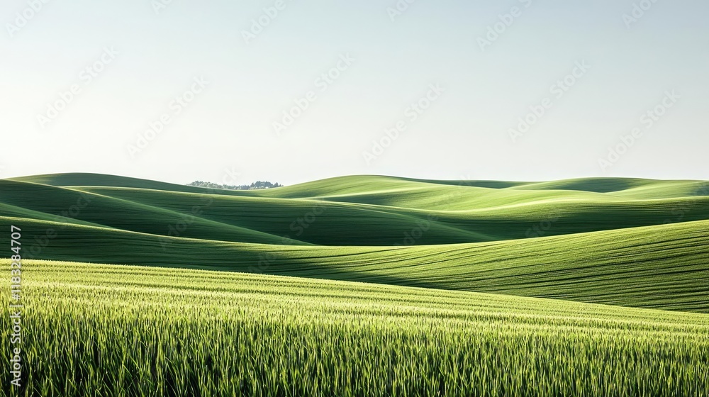 Aufkleber scenery abstract background idea. vast green hills create a serene and tranquil landscape under a cl