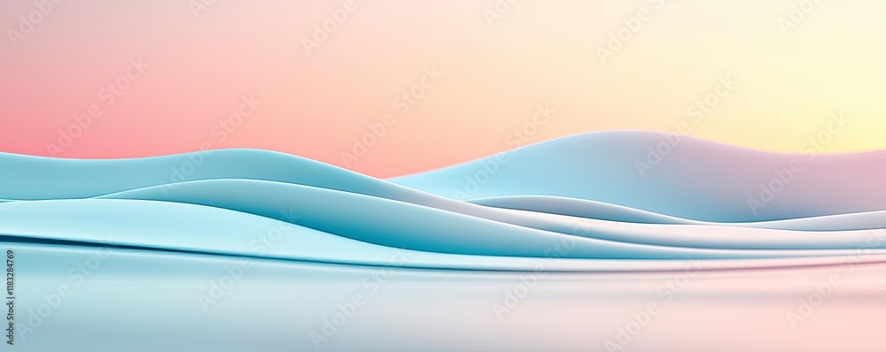 Aufkleber Scenery abstract background idea. Abstract waves in soft pastel colors creating a serene and calming atmosphere.