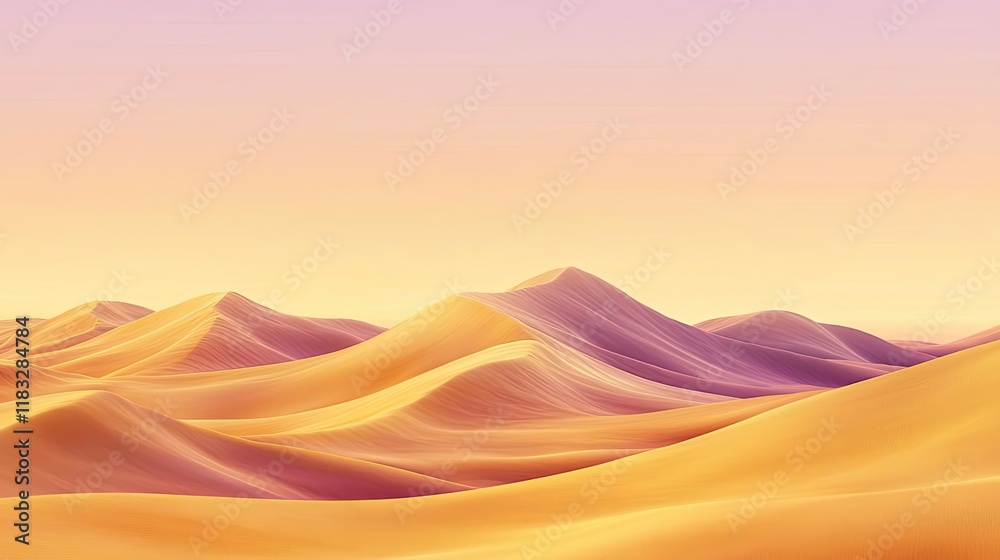 Poster Scenery abstract background idea. Serene desert landscape with gentle sand dunes under a gradient sky.