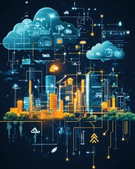 Create an advanced networking hub featuring ecoconscious data transmission, renewable energy solutions, and seamless cloudbased operations