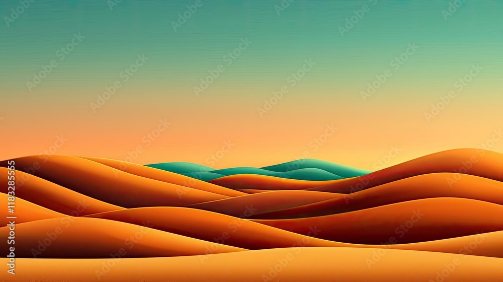 Poster scenery abstract background idea. beautiful abstract landscape with flowing hills in warm colors and