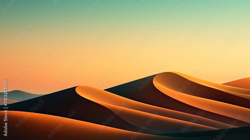 Aufkleber scenery abstract background idea. vibrant desert dunes at sunset, showcasing smooth curves and warm 