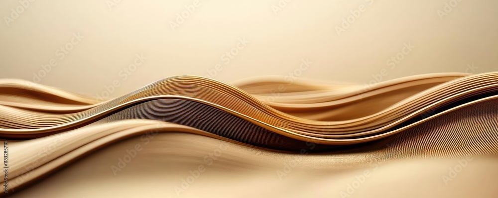 Poster Gold abstract background concept. Elegant waves of paper in soft colors create a soothing visual for design projects.