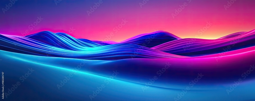 Poster scenery abstract background idea. vibrant abstract landscape with flowing waves in shades of blue an