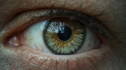  A close up of a person's brown eye