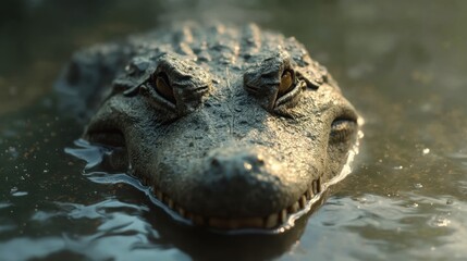 Obraz premium A close up of a crocodile's head in the water