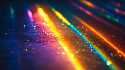 Colorful prismatic light leaks with rainbow bokeh