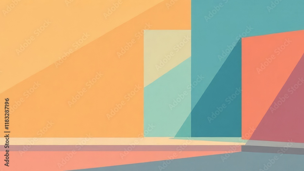 Aufkleber a colorful background with a geometric shapes in the foreground