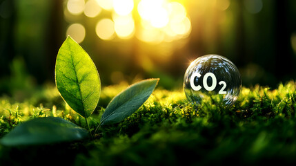 Nature's embrace co2 carbon emission reduction lush forest photographic landscape morning light environmental awareness