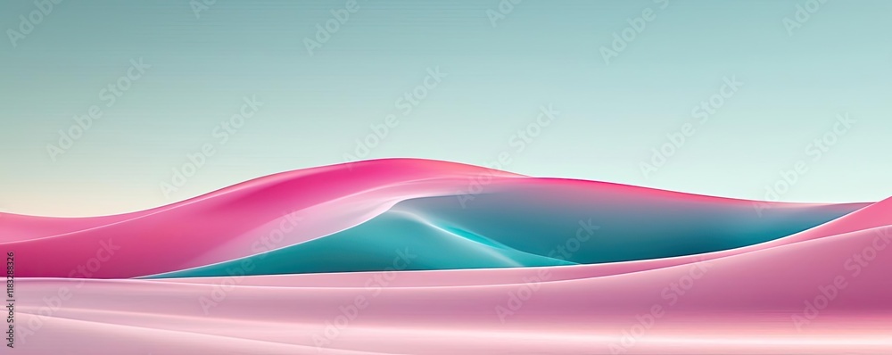 Aufkleber scenery abstract background idea. abstract landscape with soft waves in pink and teal hues against a