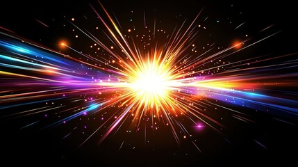 Naklejka premium Vibrant Light Burst, Abstract Art