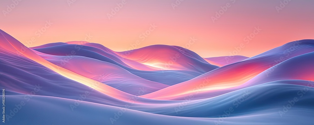 Poster scenery abstract background idea. beautiful wavy landscape with soft colors at sunset, creating a se