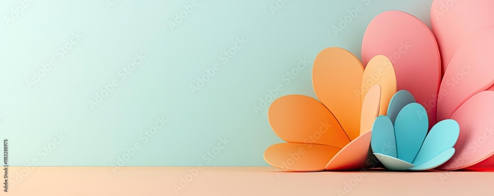 Aufkleber scenery abstract background idea. colorful paper flowers arranged on a pastel background for decorat