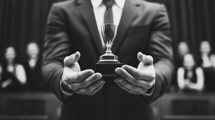 Award ceremony honoring excellence conference hall event coverage formal environment close-up achievement acknowledgment