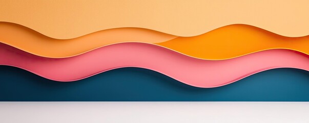 Scenery abstract background idea. Colorful abstract wave pattern with layered paper textures in modern design.
