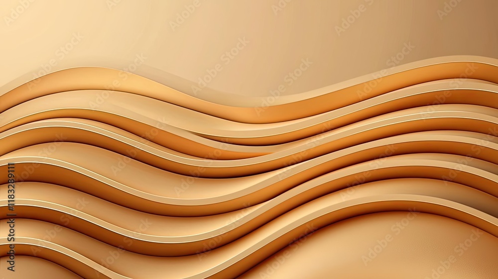 Poster Gold abstract background concept. Beautiful abstract waves in warm tones creating a smooth and elegant design.