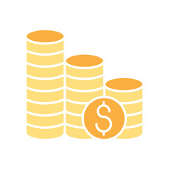 Coin, Money icon in flat color style