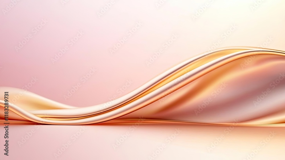 Poster gold abstract background concept. soft flowing silk fabric in pastel hues creating an elegant and se