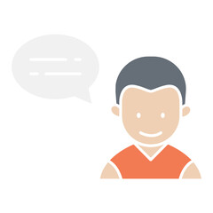 Man speaking icon in flat color style