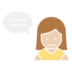 Woman speaking icon in flat color style