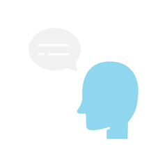 Talking icon in flat color style