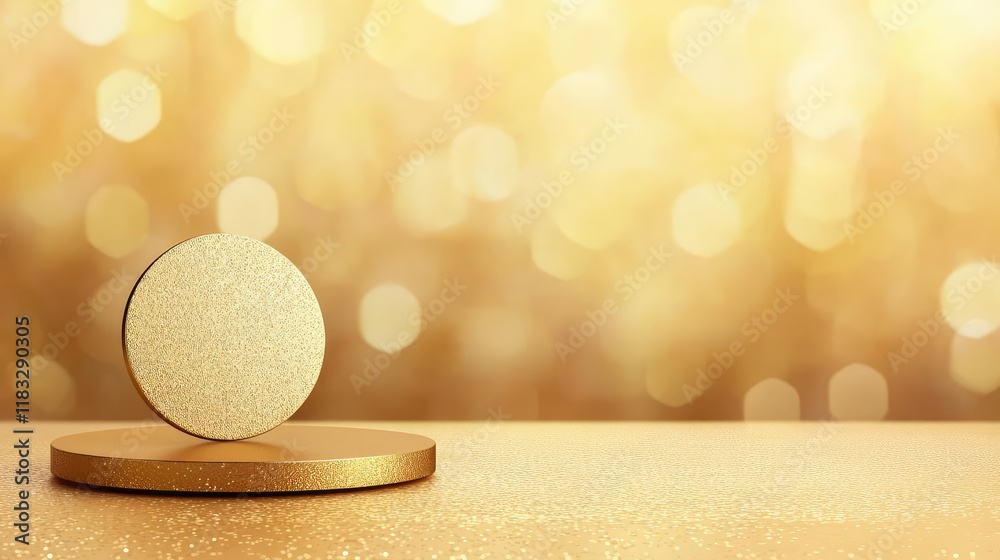 Poster gold abstract background concept. elegant gold bokeh background with a glittery circular decoration 