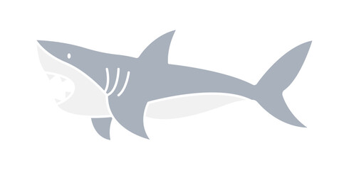 Shark icon in flat color style