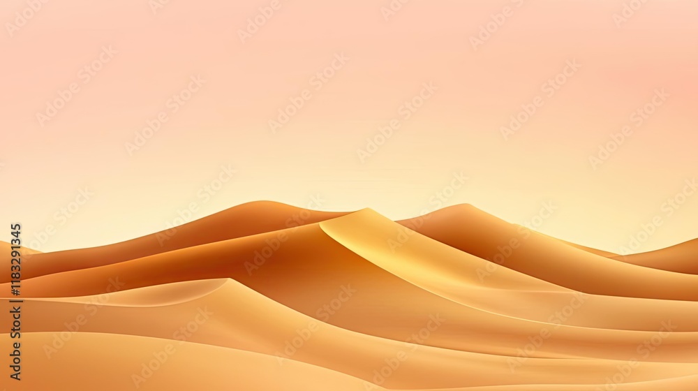 Poster scenery abstract background idea. serene desert landscape with undulating sand dunes and soft pastel